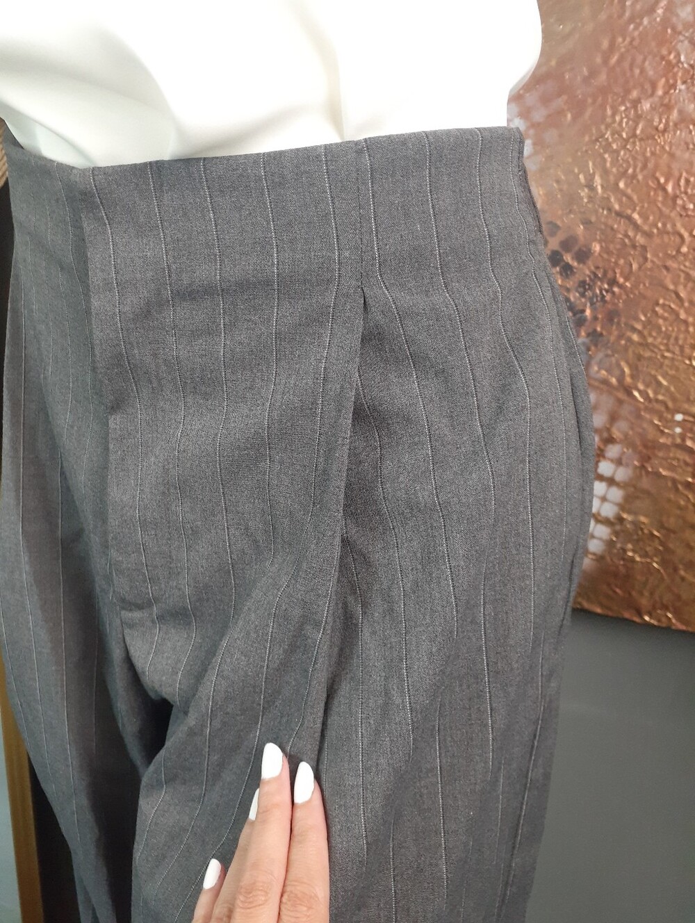 Zara Nwt Pinstripe Balloon Hem Trousers - Gray - Picture 7 of 16